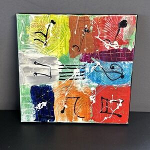 Original Abstract Painting Canvas Acrylic Signed Titled Feel The Music 10 X 10